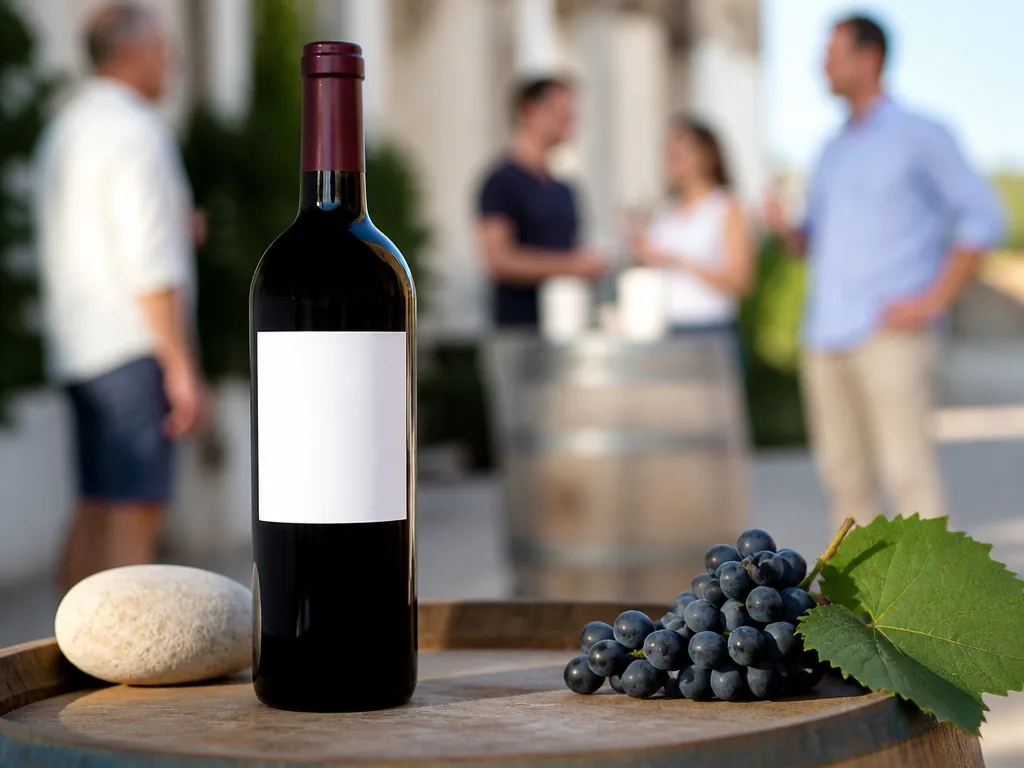 Verres de vin rouge sur une table en bois au milieu des vignes bordelaises